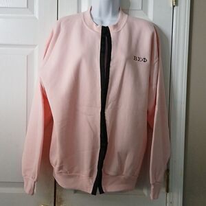 Beta Sigma Phi Pink Sisters open front DIY jacket  Sz L